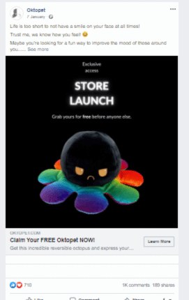 Anuncio de Oktopet en Facebook / Oktopet Facebook ad